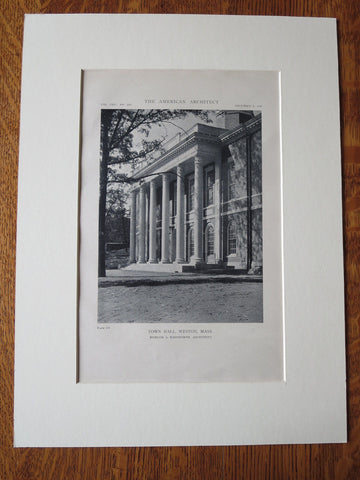 Town Hall, Weston, MA, Bigelow & Wadsworth, 1918, Lithograph