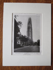 Harkness Memorial Tower, Yale, New Haven, CT, J G Rogers, 1921, Lithograph