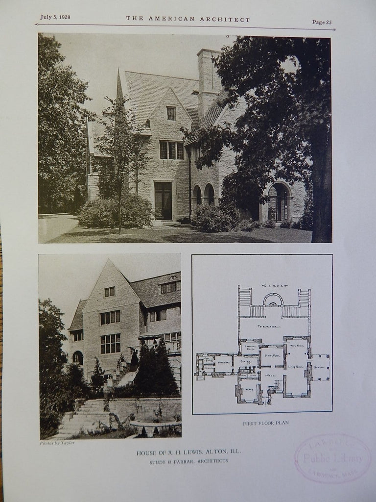 House of R. H. Lewis, Alton, IL, 1928, Lithograph, Study & Farrar