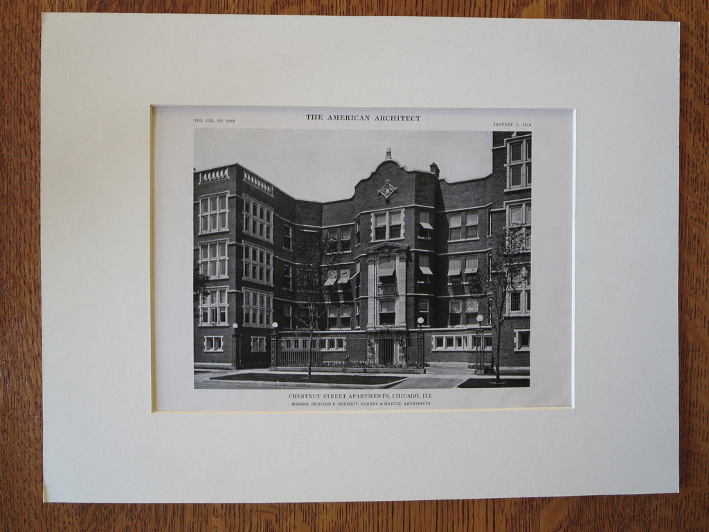 Chestnut Street Apts., Chicago, IL, Schmidt, Garden & Martin, 1916, Lithograph