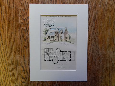 Gardener's Cottage, A.A. Buell, Burlington, VT, 1890, Original Plan