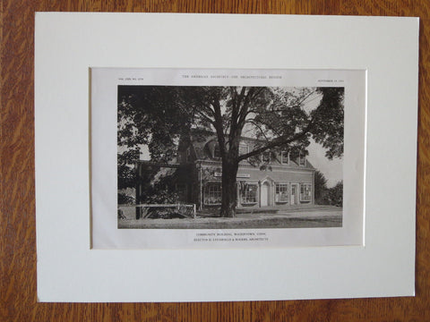 Community Building, Watertown, CT, Litchfield & Rogers, 1921, Lithograph