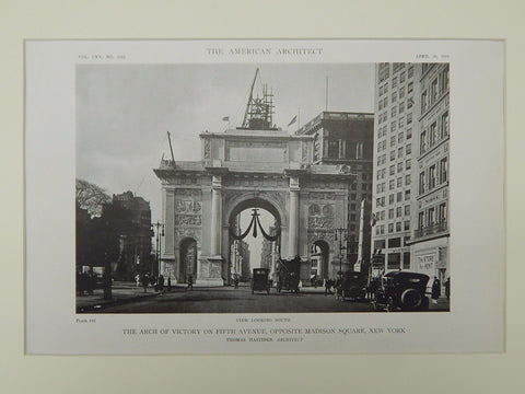 Arch of Victory on Fifth Avenue, New York, NY, 1919, Lithograph