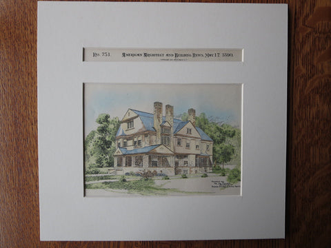 J. Michaels House, Rochester, NY, 1890, Original Plan. Rogers, Sturges & Stern