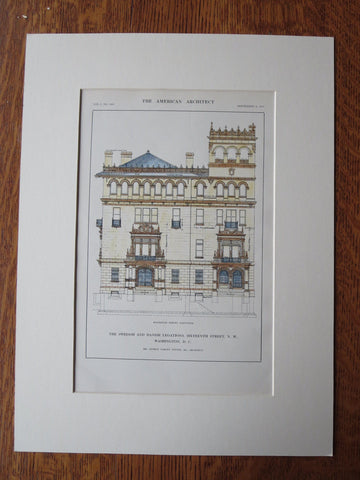 Swedish & Danish Legations, Washington DC, 1911, Original Plan. George O. Totten