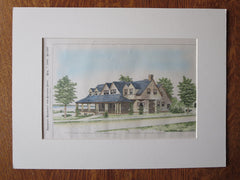 David Francis House, Jamestown, RI, 1900, C Withers. Original Plan Hand Colored
