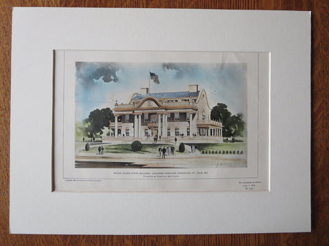 Rhode Island Bldg, St. Louis, MO, 1903. Thornton, Original Plan Hand Colored