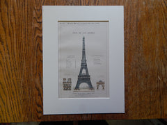 Eiffel Tower, Paris, France, 1885, M.G. Eiffel, Architect, Original Plan