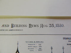 Orange Music Hall, Orange, NJ, 1880, Silliman & Farnsworth, Original Plan
