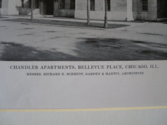 Chandler Apts., Chicago, IL, Schmidt, Garden & Martin, 1916, Lithograph