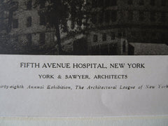Fifth Avenue Hospital, NY, York & Sawyer, 1923, Lithograph