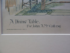 Dining Table, John A. McCall Residence, Mellen Westell & Kirby, 1890, Orig Plan