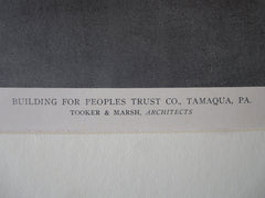 Peoples Trust Co., Exterior, Tamaqua, PA, Tooker & Marsh, 1921, Lithograph