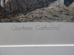 Chartres Cathedral, France, 1885. Hand Colored, Original Plan