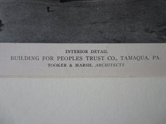 Peoples Trust Co., Interior, Tamaqua, PA, Tooker & Marsh, 1921, Lithograph