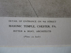 Masonic Temple, Chester, PA, Ritter & Shay, Arch., 1924, Lithograph