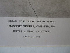 Masonic Temple, Chester, PA, Ritter & Shay, Arch., 1924, Lithograph