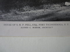 S.H.P. Pell, Esq. House, Fort Ticonderoga, NY, Alfred Bossom, 1921, Lithograph