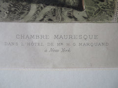 Moorish Room, Marquand Hotel, NY, 1894, Original Plan Hand Colored