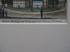 Miniature, Bacon Academy, Church, Colchester, CT, 1836 Hand Colored, Original