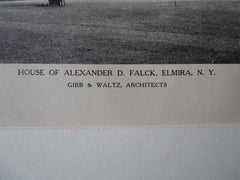 Alexander D. Falck House, Elmira, NY, Gibb & Waltz, 1924, Lithograph