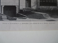 Morse House, Elizabeth, NJ, H.G. Morse, Arch., 1921, Lithograph