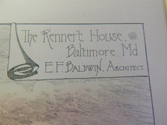 Rennert House, Baltimore, MD, 1884, EF Baldwin, Original Plan