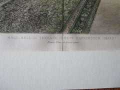 Hall, Kellog Terrace, Great Barrington, MA, 1895, Original Plan Hand Colored