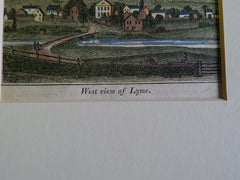 Miniature Illustration, Lyme, Connecticut, 1836. Hand Colored, Original