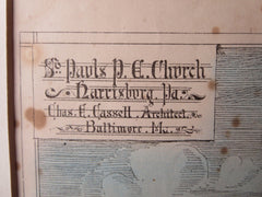 St. Paul's P.E. Church, Harrisburg, PA, 1878, Original Plan. Chas. E. Cassell
