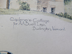 Gardener's Cottage, A.A. Buell, Burlington, VT, 1890, Original Plan