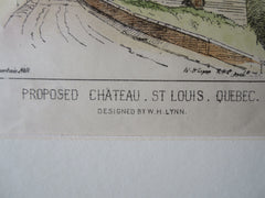 Chateau, St. Louis, Quebec, Canada, 1877, Original Plan Hand Colored