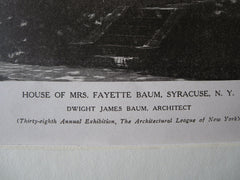 Mrs. Fayette Baum House, Syracuse, NY, Dwight James Baum, 1923, Lithograph