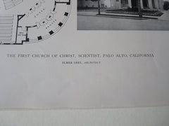 First Church of Christ Scientist, Palo Alto, CA, Elmer Grey, 1918, Lithograph