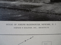 Joseph McDonough House, Newark, NJ, Simpson & Rolston, 1928, Lithograph