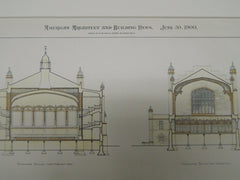 Elevations, Yale College Memorial Building, New Haven, CT, 1900, Original Plan