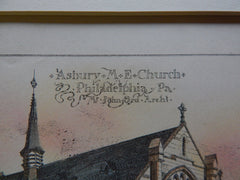 Asbury M.E. Church, Philadelphia, PA, 1885, John Ord, Architect, Original Plan
