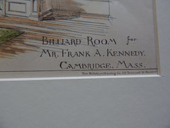 Billiard Room, Frank Kennedy, Cambridge, MA, W. E. Chamberlain, 1884. Original