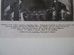 Mt. Auburn Cemetery Crematory, Cambridge, MA, Willard Sears, 1900, Lithograph