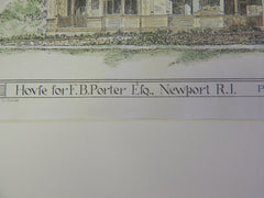 House, F B Porter, Newport, RI, 1880, Potter & Robertson, Original Plan