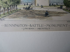 Bennington Battle Monument, 1887, Original Plan. J. PH Rinn, Architect