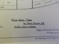 Sloop Yacht for Henry Bryant, Boston, MA, 1880, E G Curtis, Archt., Original