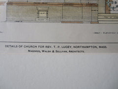 Church for Rev. T.P. Lucey, Northampton, MA, 1900, Original Plan Hand Colored