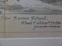 New Senior School, West Calder, New Brunswick, JG Fairly, 1896, Original Plan.