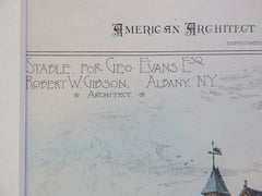 Stable, George Evans, Albany, NY, 1884, Robert Gibson, Architect, Original Plan