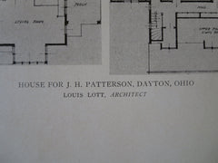 J.H. Patterson House, Dayton, OH, Louis Lott, 1919, Lithograph