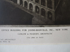 Johns-Manville Office Building, NY, Ludlow & Peabody, 1924, Lithograph