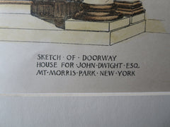 John Dwight, Esq. House, Doorway, Mt. Morris Park, NY, 1890, Original Plan