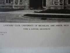 Lawyers' Club, Univ. of Michigan, Ann Arbor, MI, York & Sawyer, 1924, Lithograph
