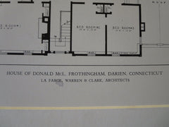 Donald Frothingham House, Darien, CT, La Farge, Warren & Clark, 1929, Lithograph.
